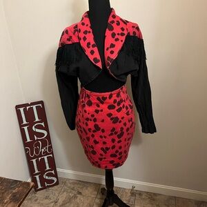 Stylish Red and Black Women's Skirt